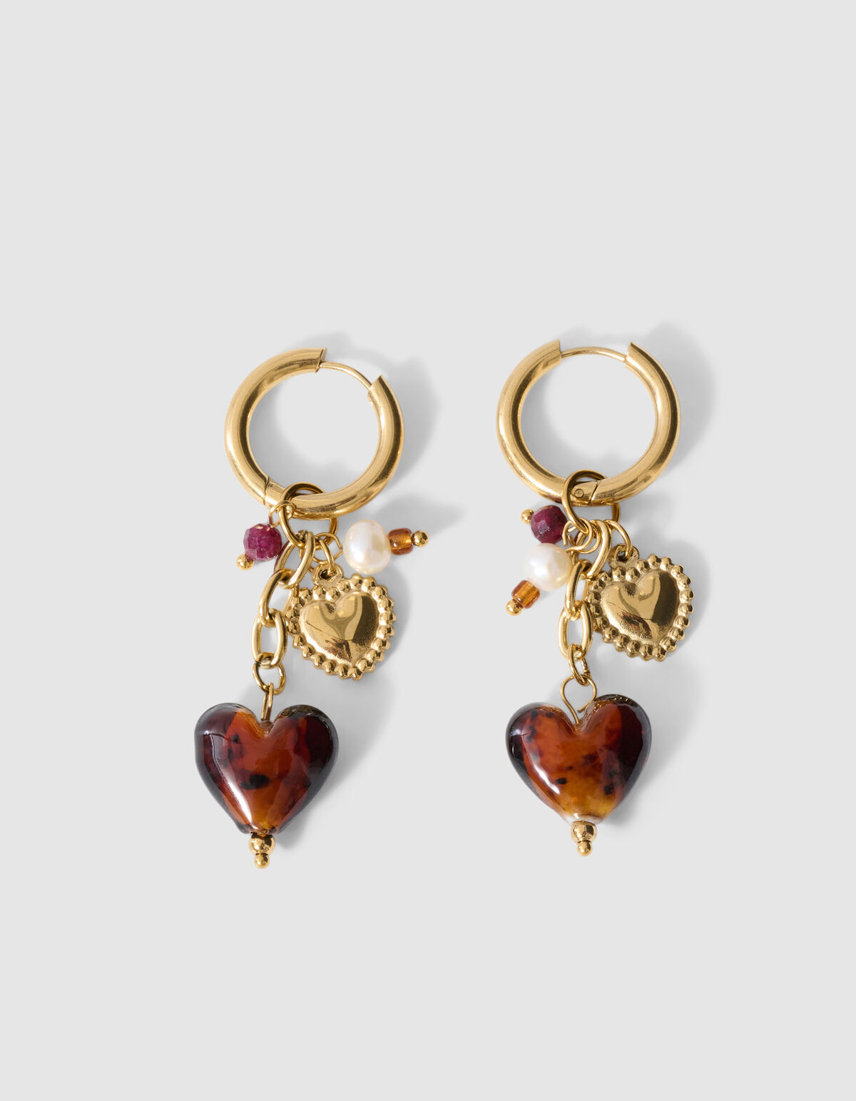 Heart Charm Oorbellen Goud