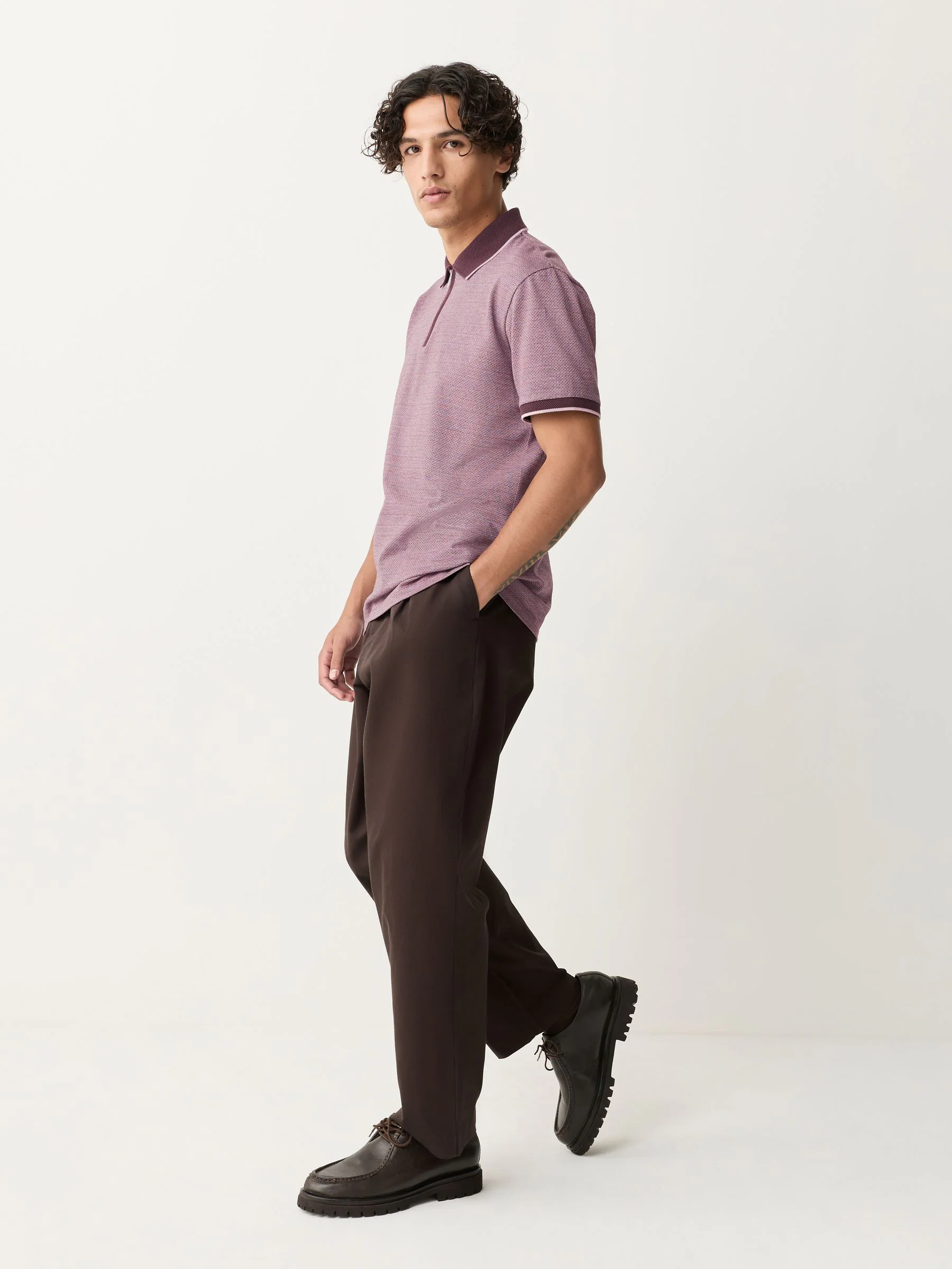 Damson roze - Modieus poloshirt met kwartrits