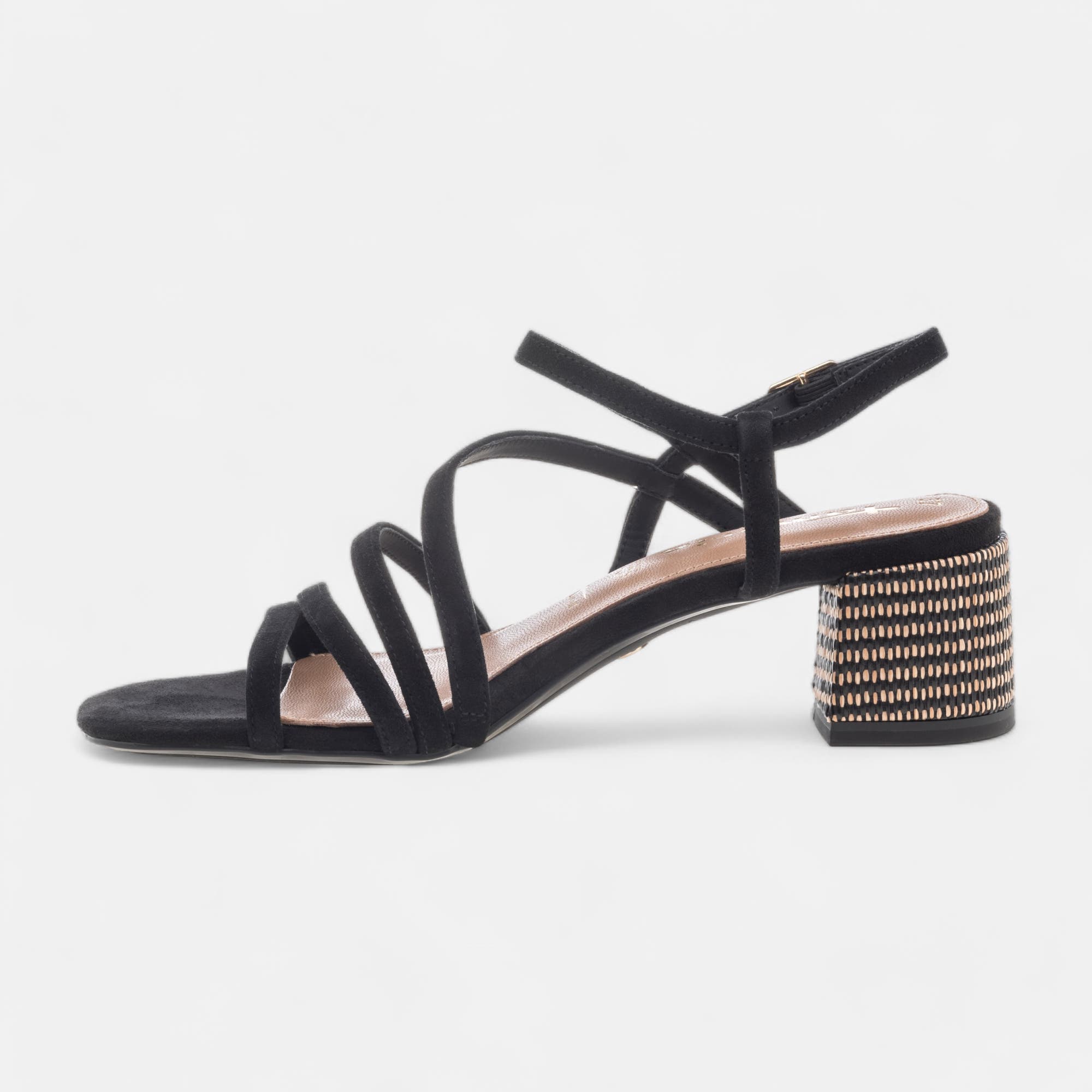 Nu-pieds à talon Femme en cuir noir