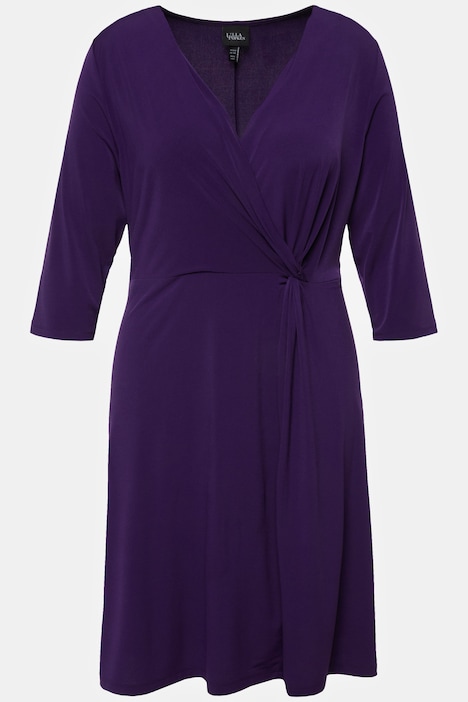 Slinkykleid, Drapierung, V-Ausschnitt, 3/4-Arm