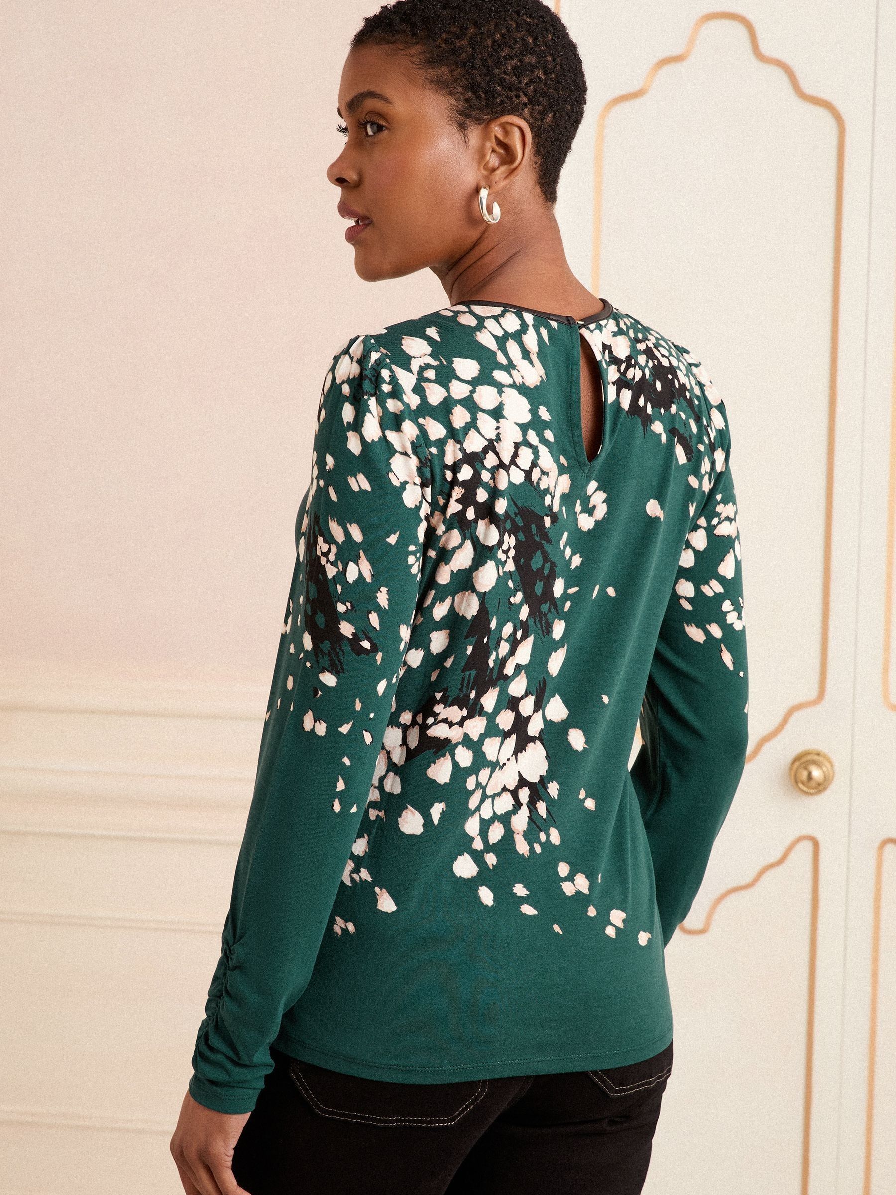 Blauwgroen - Love & Roses - Jersey top met lange mouwen