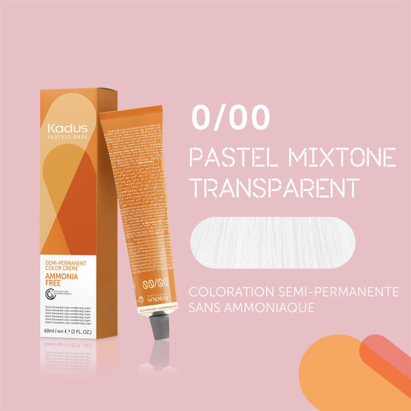 Coloration semi-permanente sans ammoniaque 0/00 pastel mixton transparent Kadus 60ML