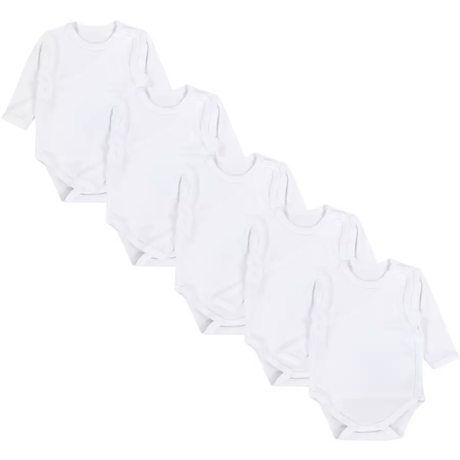 TupTam Baby Langarm Wickelbody 5er Pack weiß
