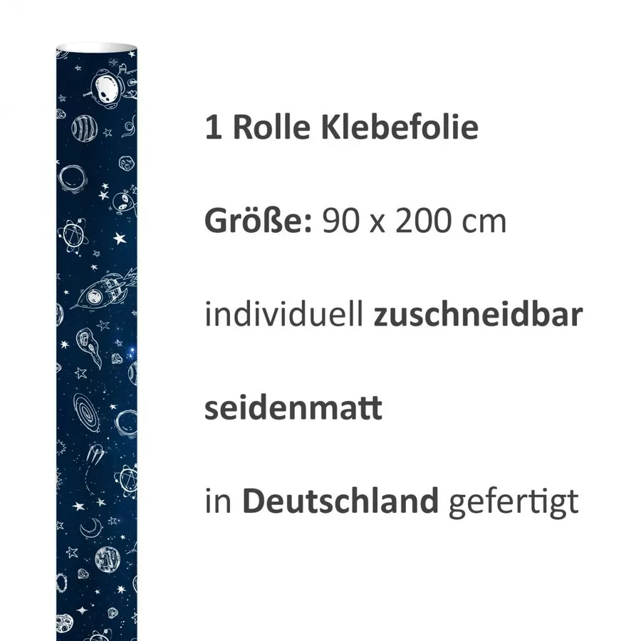 Nikima Klebefolie KF-14 selbstklebende Folie – Weltall Klebefolie bunt