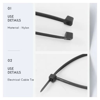 Serre-câbles en nylon pour vélo – Fixation sécurisée des gaines et accessoires 100 pièces 150 * 1.8mm