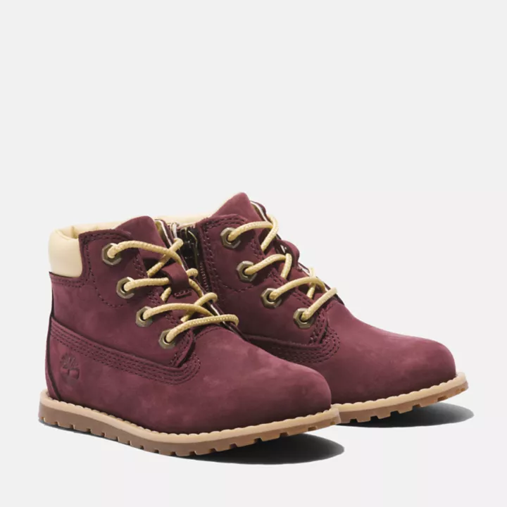 Bota infantil Pokey Pine de 15 cm na cor bordô.