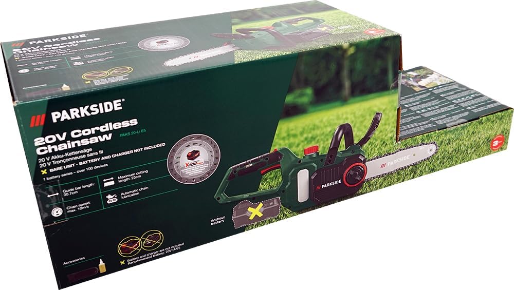HEADNMORE® Bundle - PARKSIDE® 20V Akku Kettensäge PAKS 20-Li E5 (ohne Akku) +Schlüsselanhänger