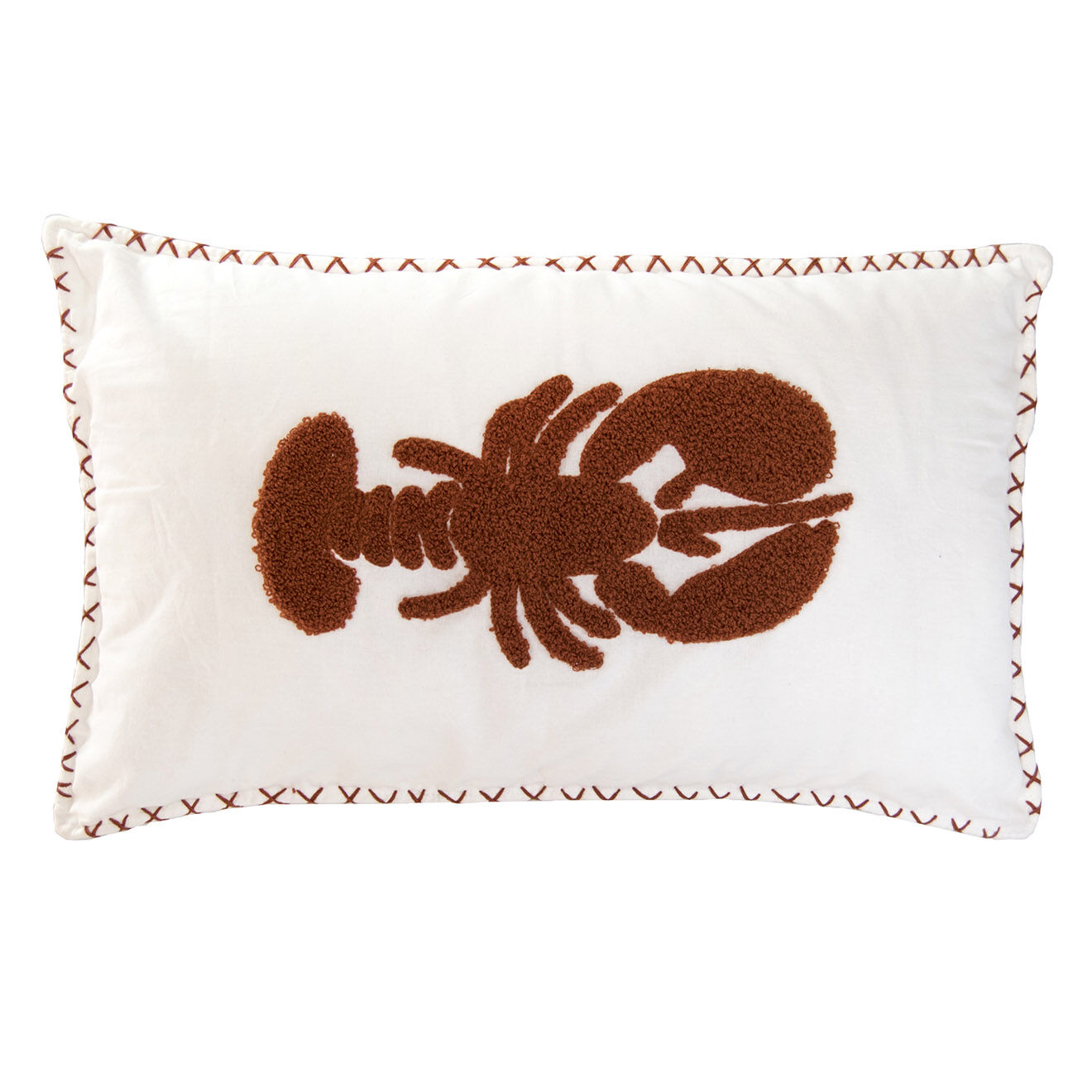 Febronie Housse de coussin Homard brodé écru/brique - 50x30 cm