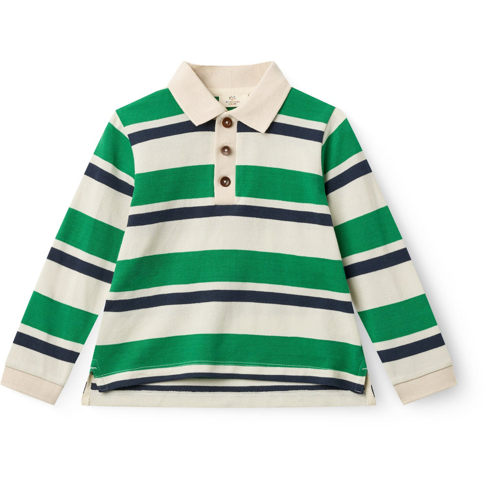 Køb COPENHAGEN COLORS Sharp Green Comb. Striped Pique Polo W. Ls