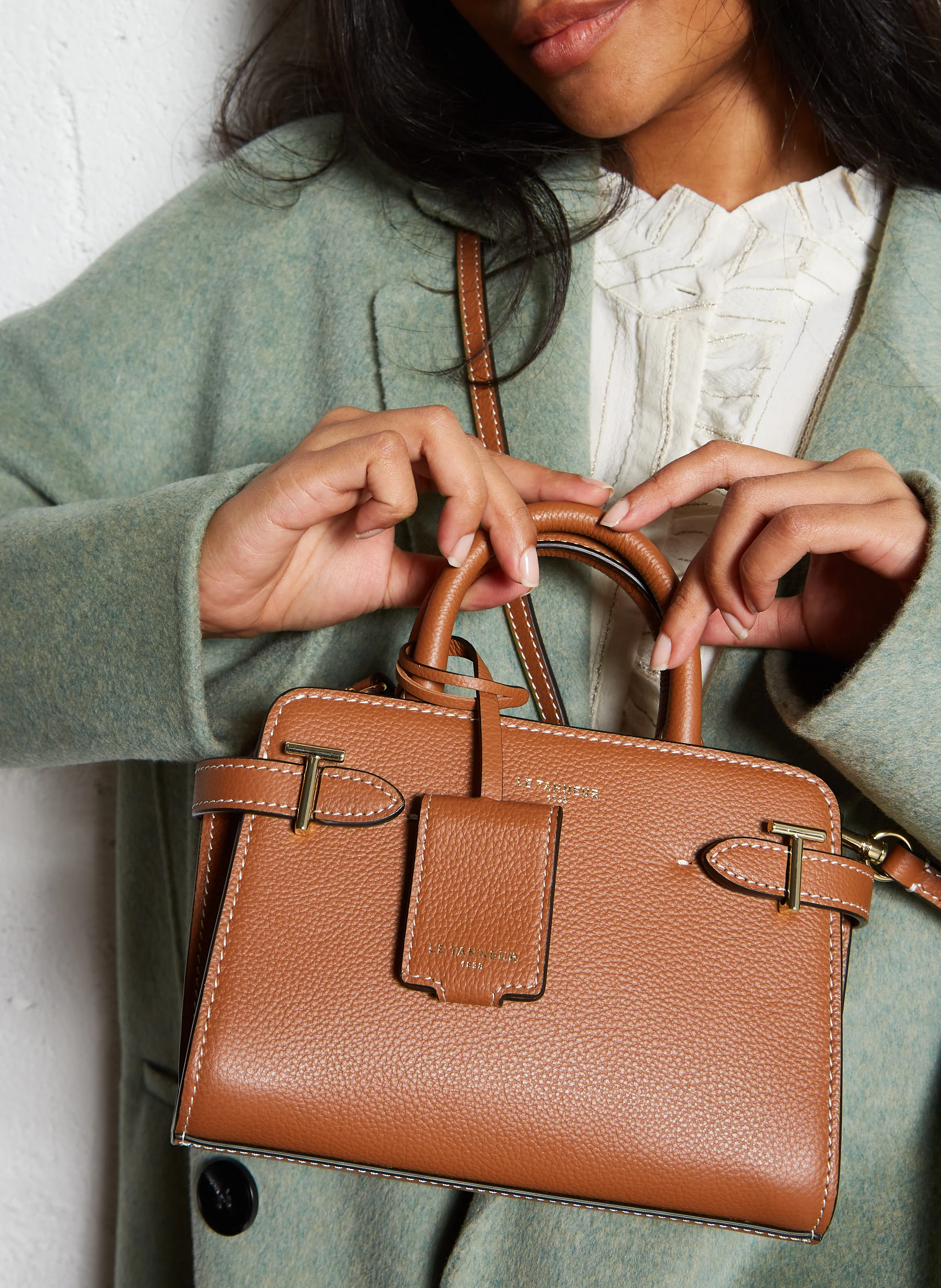 EMILIE - Sac bandoulière en cuir grainé| Marron