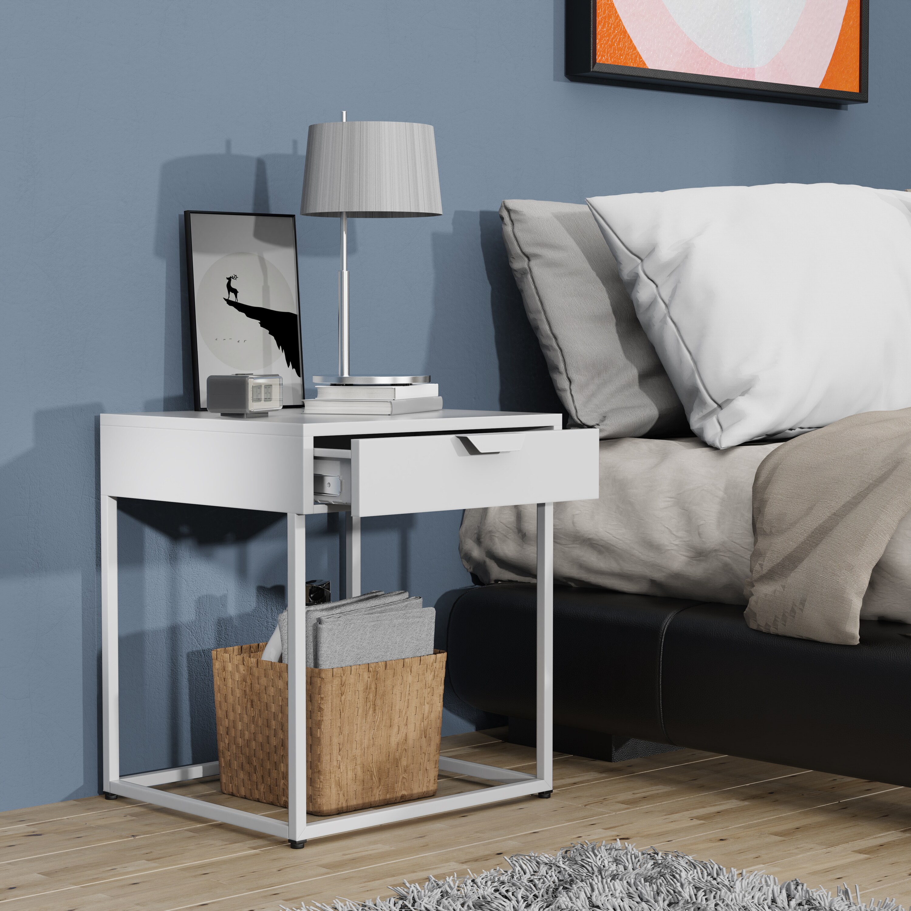 VCM Metall Nachtschrank Beistelltisch Schublade Konsole Nachttisch Flokas S