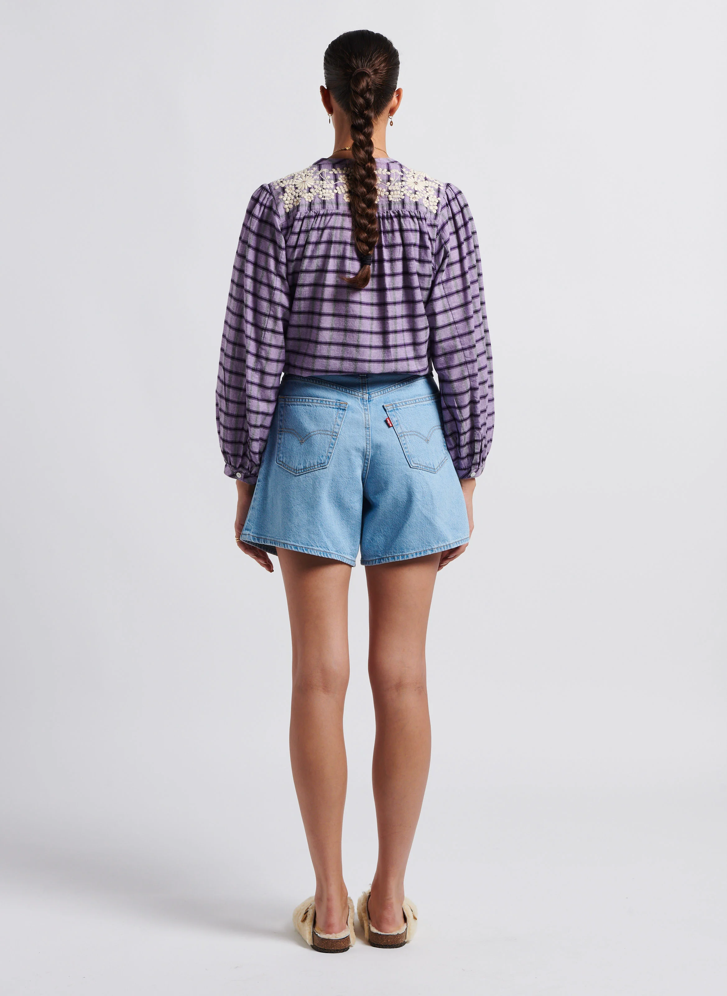 BELTED SHORT WB - Short taille haute en coton mélangé | Jean brut