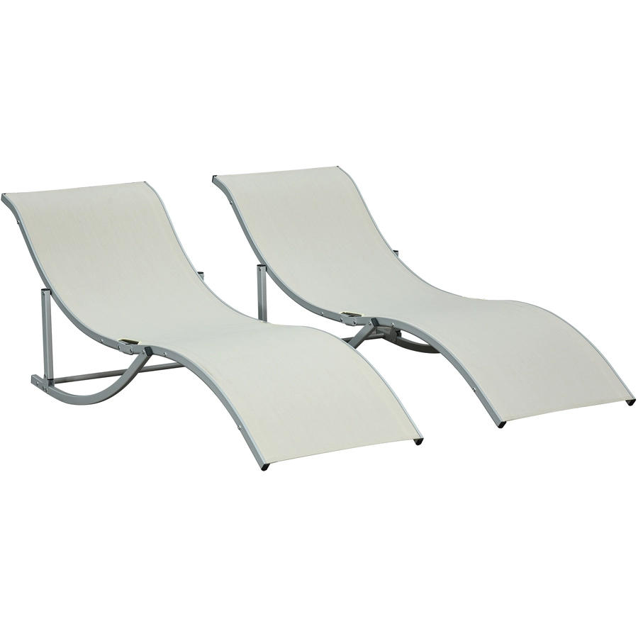 Outsunny Gartenliegen 2er Set beige