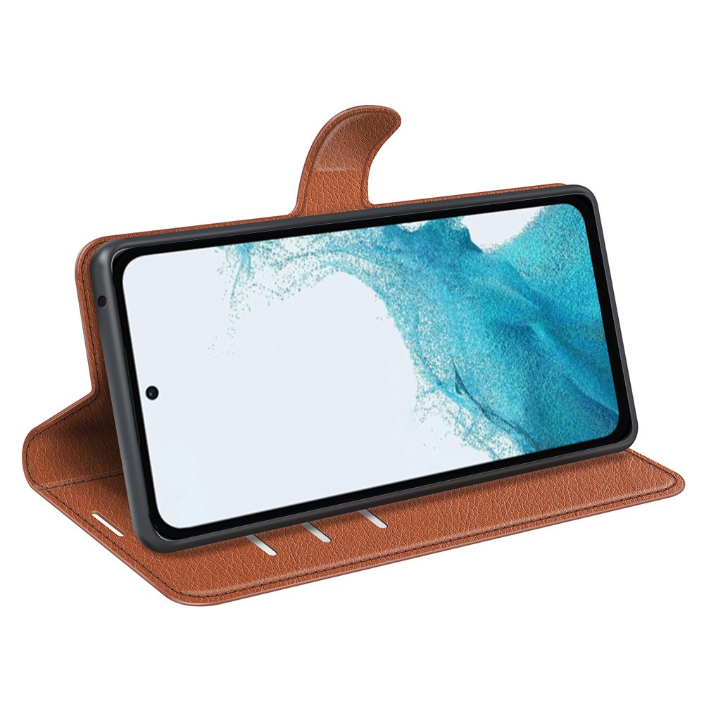 Samsung Galaxy A54 5G Leder Tasche Flip Cover Litchi Look - Braun