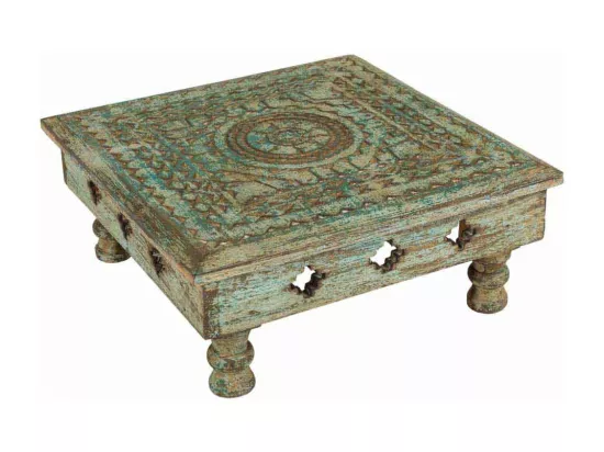 Table de centre en bois sculpté artisanalement 33x33x14