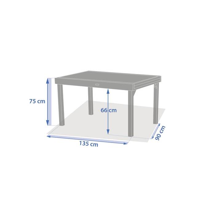 Table de jardin extensible rectangulaire PIAZZA Epeautre / Argile