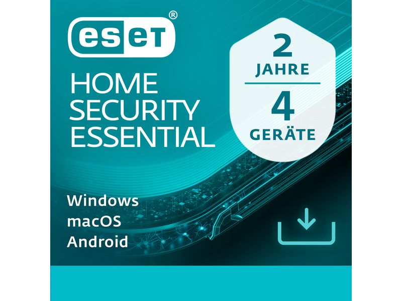 ESET HOME Security Essential Vollversion, 4 User, 2 Jahre Der Standardschutz für Ihr digitales Leben – Sichere Online-Zahlungen und geschützte Privatsphäre mit Funktionen wie Anti-Phishing und WLAN-Schutz