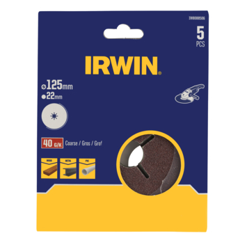 Irwin schuurschijf voor haakse slijper Ø125 mm korrelgrootte K40 5 stuks