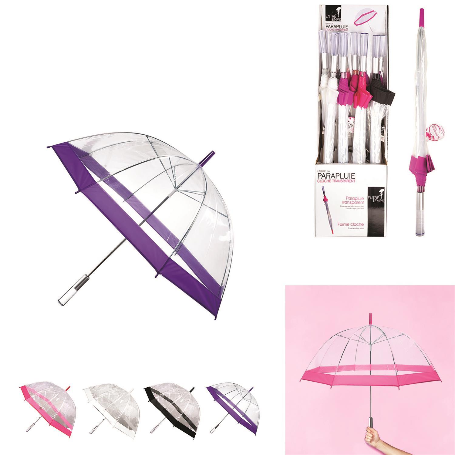 PARAPLUIE LONG DOME TRANSPARENT 80CM