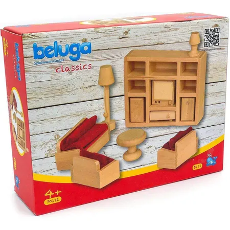 Beluga Puppenhausmöbel für das Wohnzimmer, 11 Teile