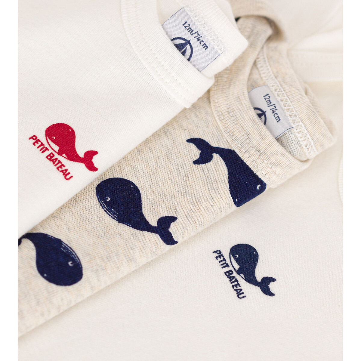 PETIT BATEAU<br>Conjunto de 3 bodies de manga curta
