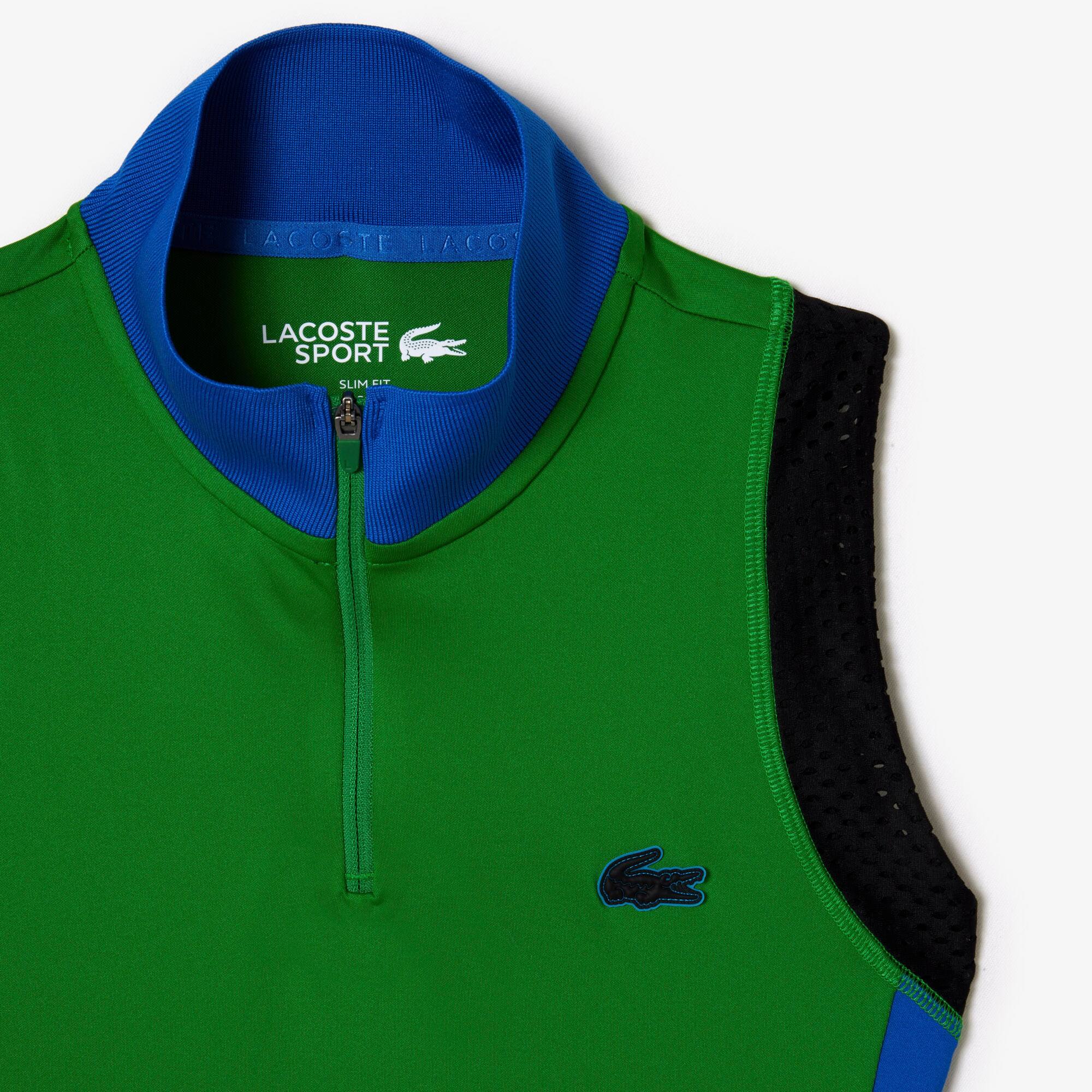 Polo sans manche femme Lacoste Tennis col zippé ultra-dry Manches Courtes - Vert - Lacoste - Femme