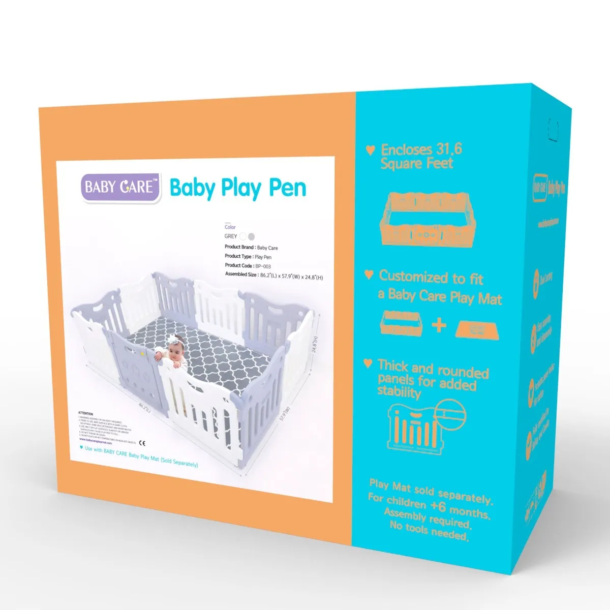 Baby Care Clôture de Jeux - Blanc  Gris