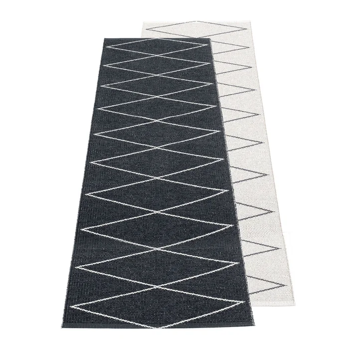 Pappelina - Max Wendeteppich, 70 x 240 cm, black / vanilla