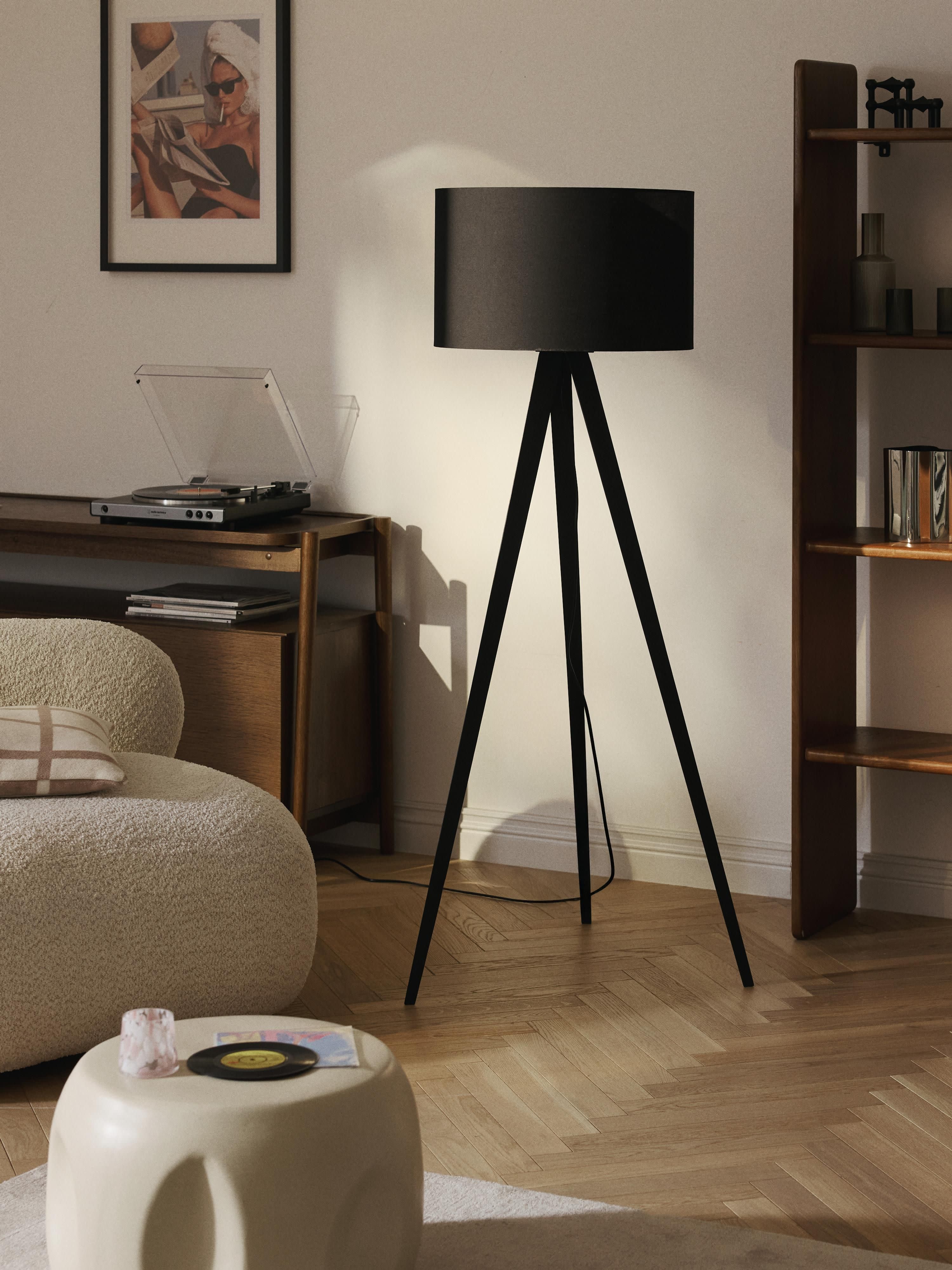 Tripod vloerlamp Jake van massief hout
