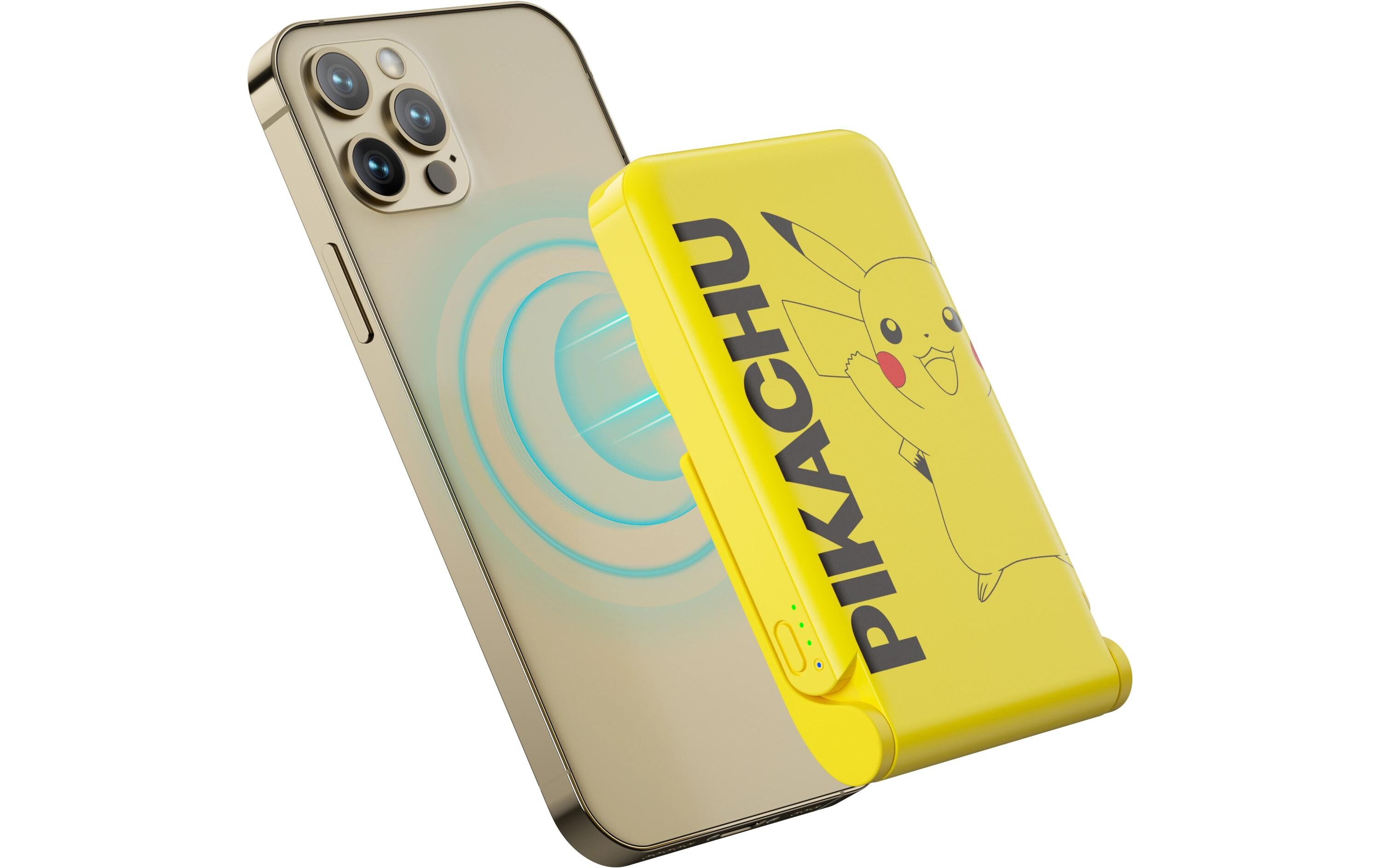 Powerbank Pikachu 5000 mAhPowerbank mit integriertem Wireless Charger und Standfuss im Pikachu-Design