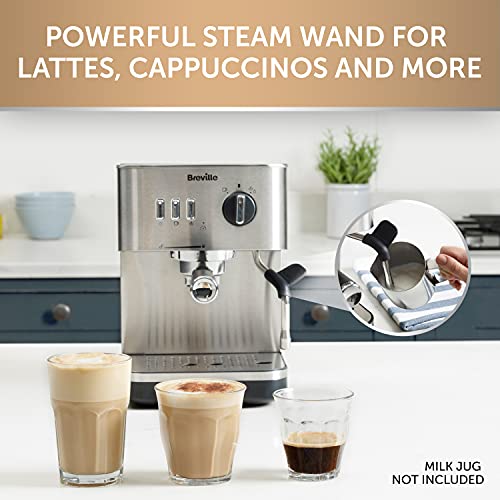 Breville Bijou VCF149 Machine à expresso, cappuccino et latte automatique et manuelle avec pompe à 15 bars et baguette à vapeur Argenté : Cuisine et Maison