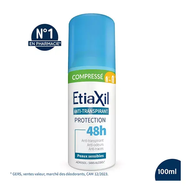 Compressas antitranspirantes Etiaxil para axilas, para pele sensível, 100ml