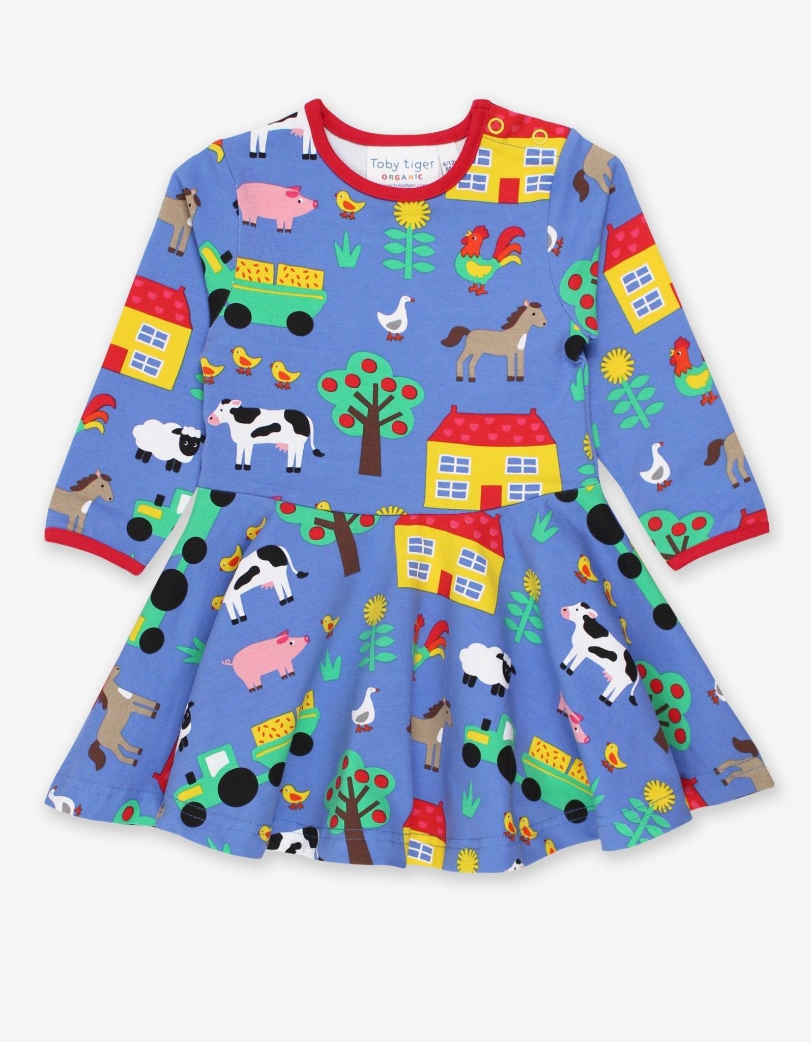 Toby Tiger Skater Kleid mit buntem Bauernhof Print
