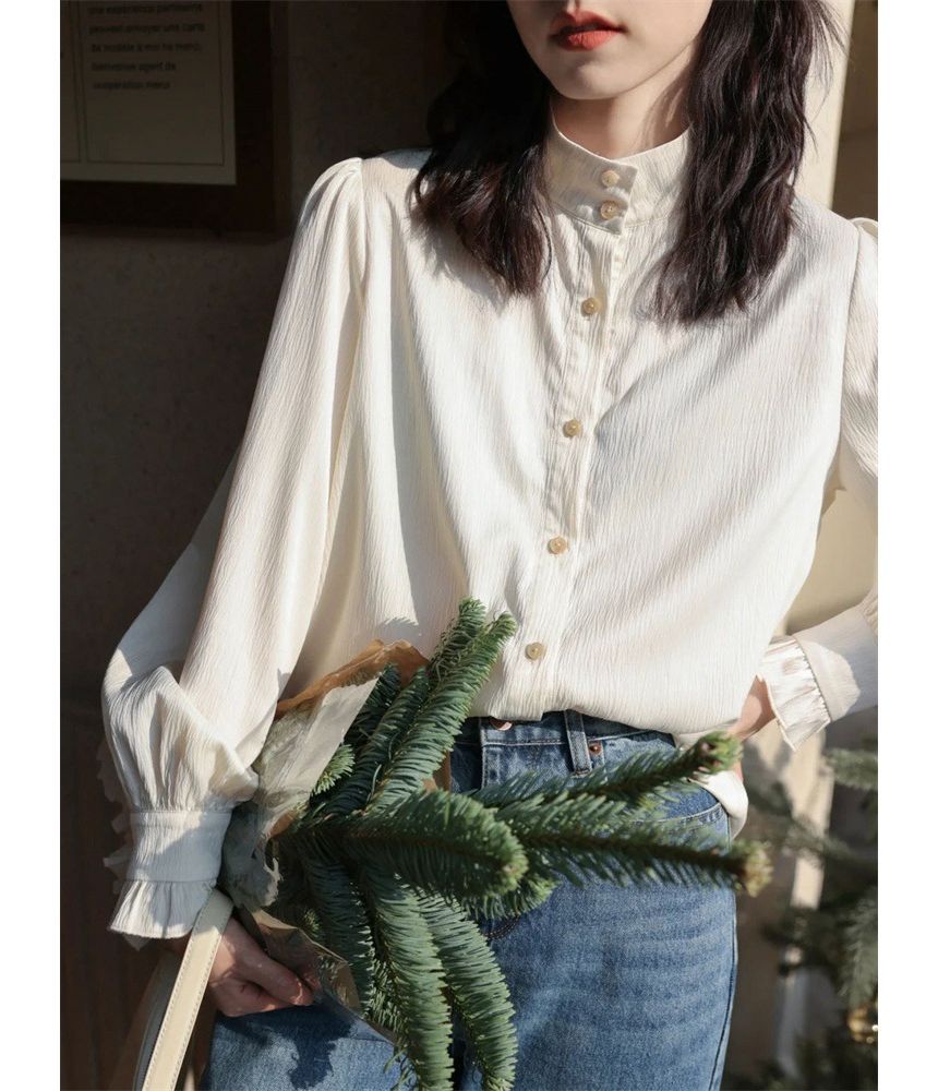 Omibayo - Blouse met pofmouwen en col