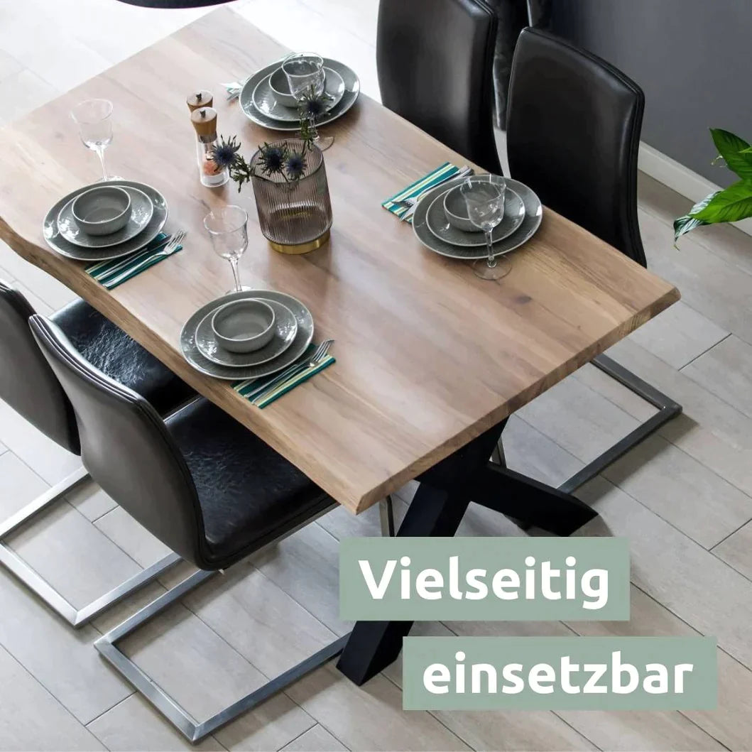 holz4home® Tischplatte 160cm x 80cm mit Baumkante aus massiver Eiche
