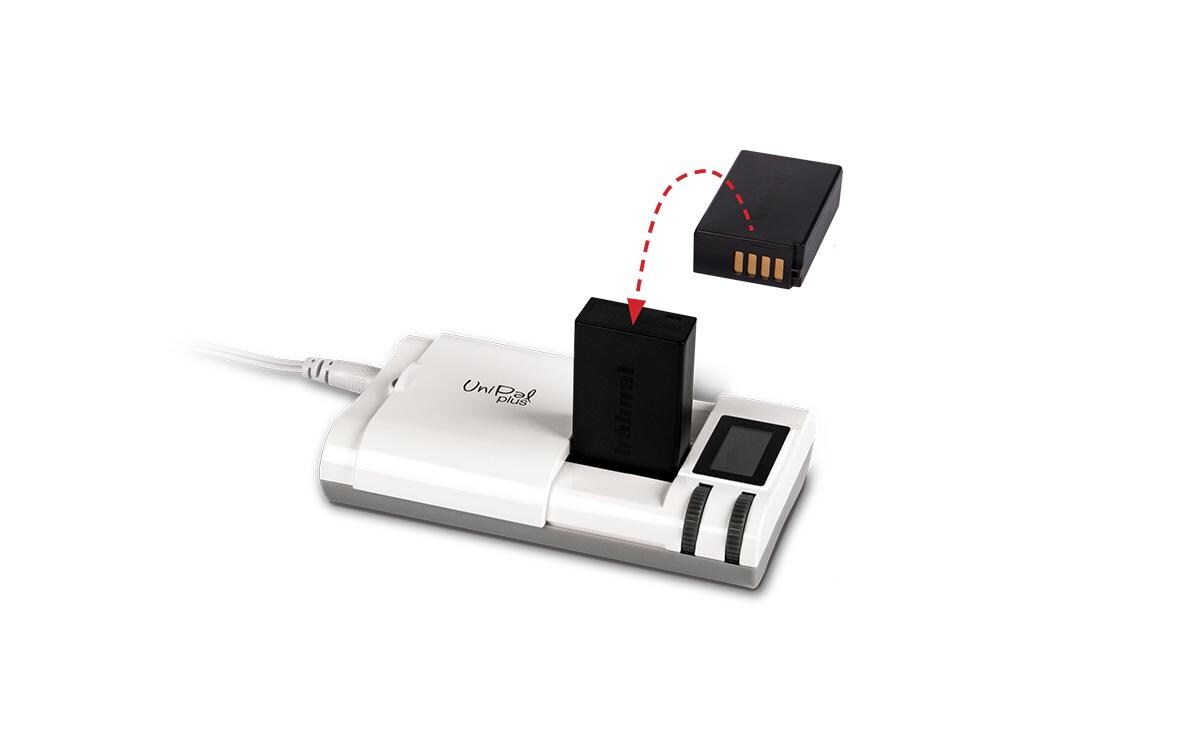 Ladegerät UniPal PlusUniversal Li-Ion Ladegerät mit USB Ausgang