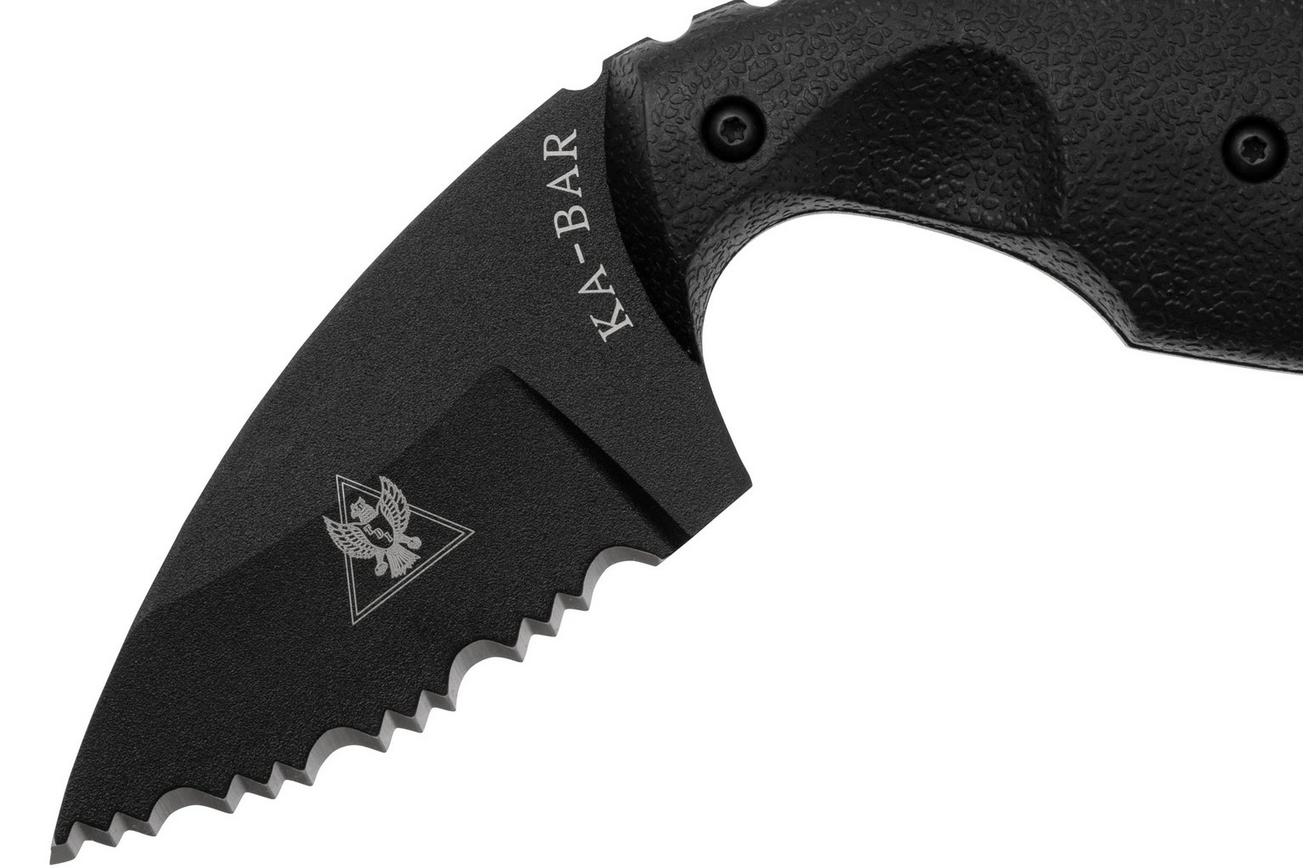 KA-BAR TDI Original 1481 Serrated Black, Hard Plastic Sheath, vaststaand mes