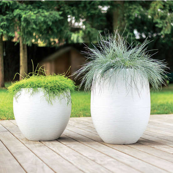 Pot Egg Graphit, blanc cérusé Ø 50 x H. 45cm