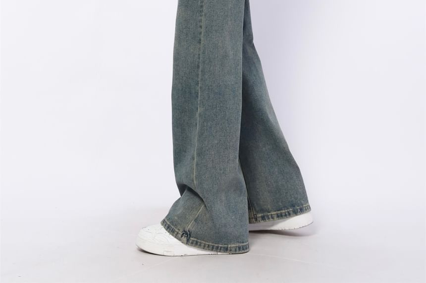 AXEN - Mid Rise Washed Wide Leg Jeans