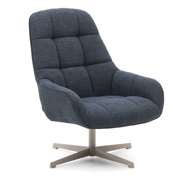 Fauteuil pivotant Jaspe bleu et métal gris