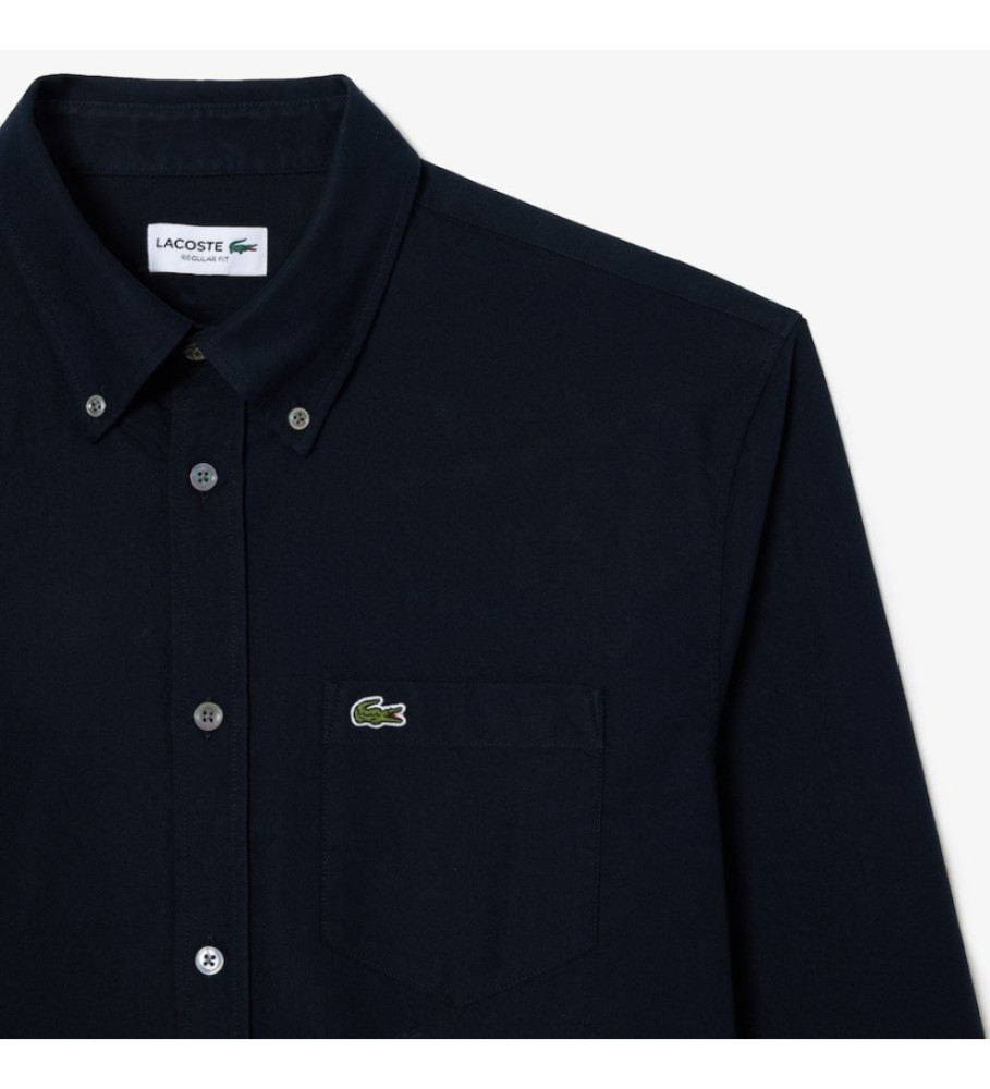 Camisa Oxford Lacoste de corte regular, azul marinho.