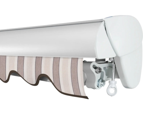 SOLUNA Semi-Cassette Luifel Classic 2.5x1.5 Stoffen Design 8935 Frame E6EV1 Zilver Geanodiseerd Aandrijving Rechts Inclusief Slinger
