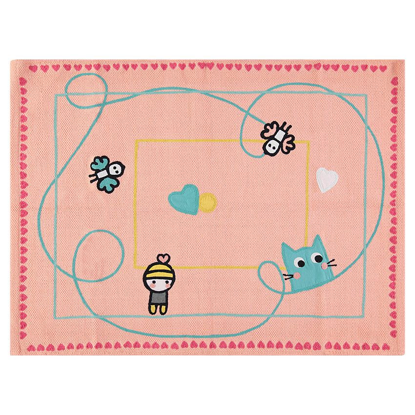 Tapide de chambre 90 x 70 cm avec motifs fantaisie - Bleu ou Jaune