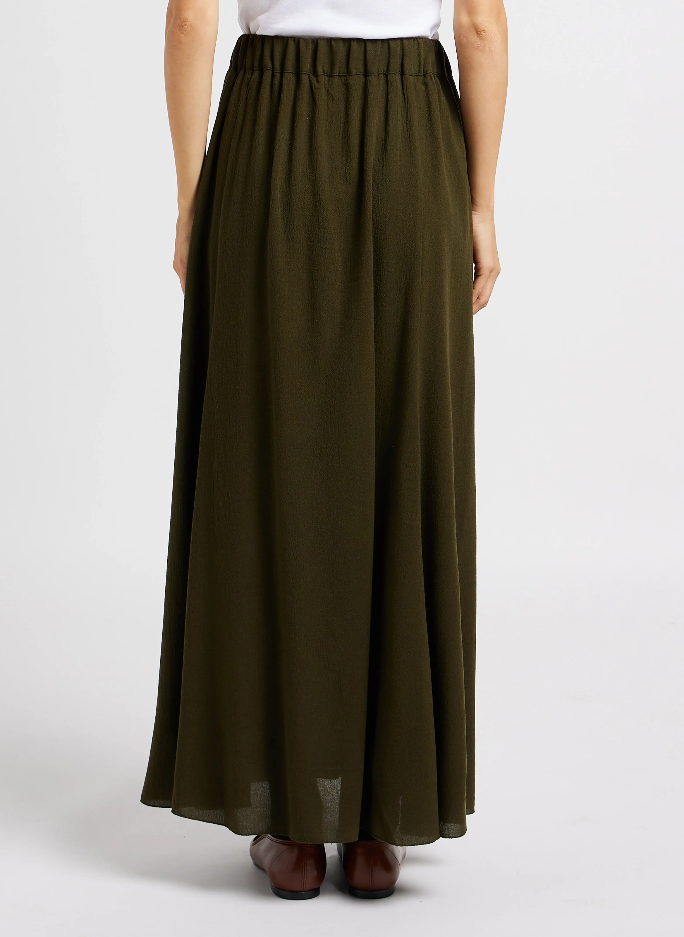 longue jupe en gaze crepe | Vert