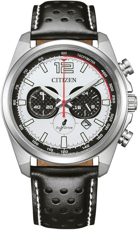 Chrono - Zonne-energie - Zwart - Leer - Zilver - 41 mm