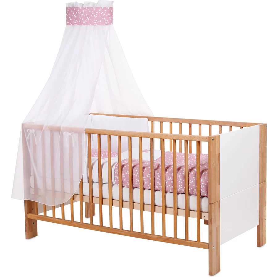 babybay® Kinderbetthimmel Piqué mit Band für Applikation Stern beere Sterne weiß