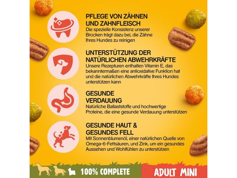 Pedigree Trockenfutter Adult Mini Geflügel und Gemüse, 2 kg Vollwertige Trockennahrung mit ausgewogenen Nährstoffen