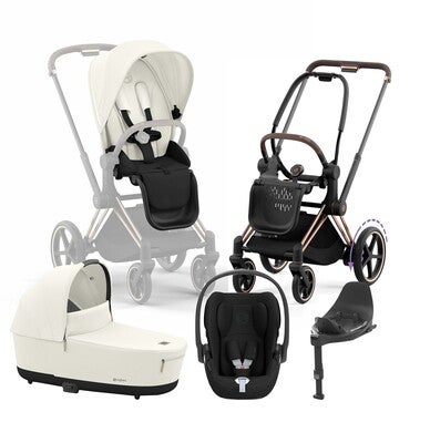 Cybex e-Priam Duovogn inkl. Cloud T & Base, Off White/Rose Gold