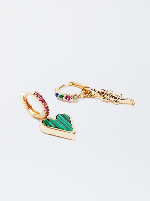 Conjunto de Anéis com Berloques e Zircônias - Multicor
