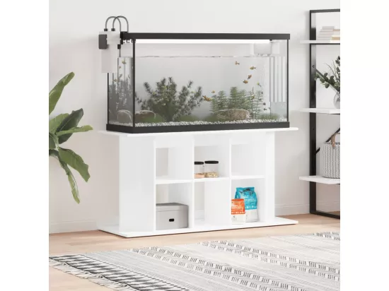Support d'aquarium blanc brillant 120x40x60cm bois d'ingénierie